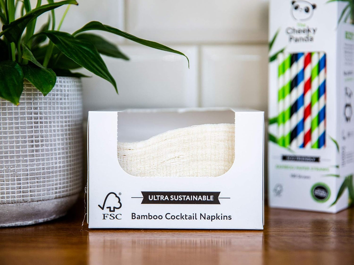 De Cheeky Panda Bamboe Cocktail Servetten | witte servetten 100 stuks papieren servetten