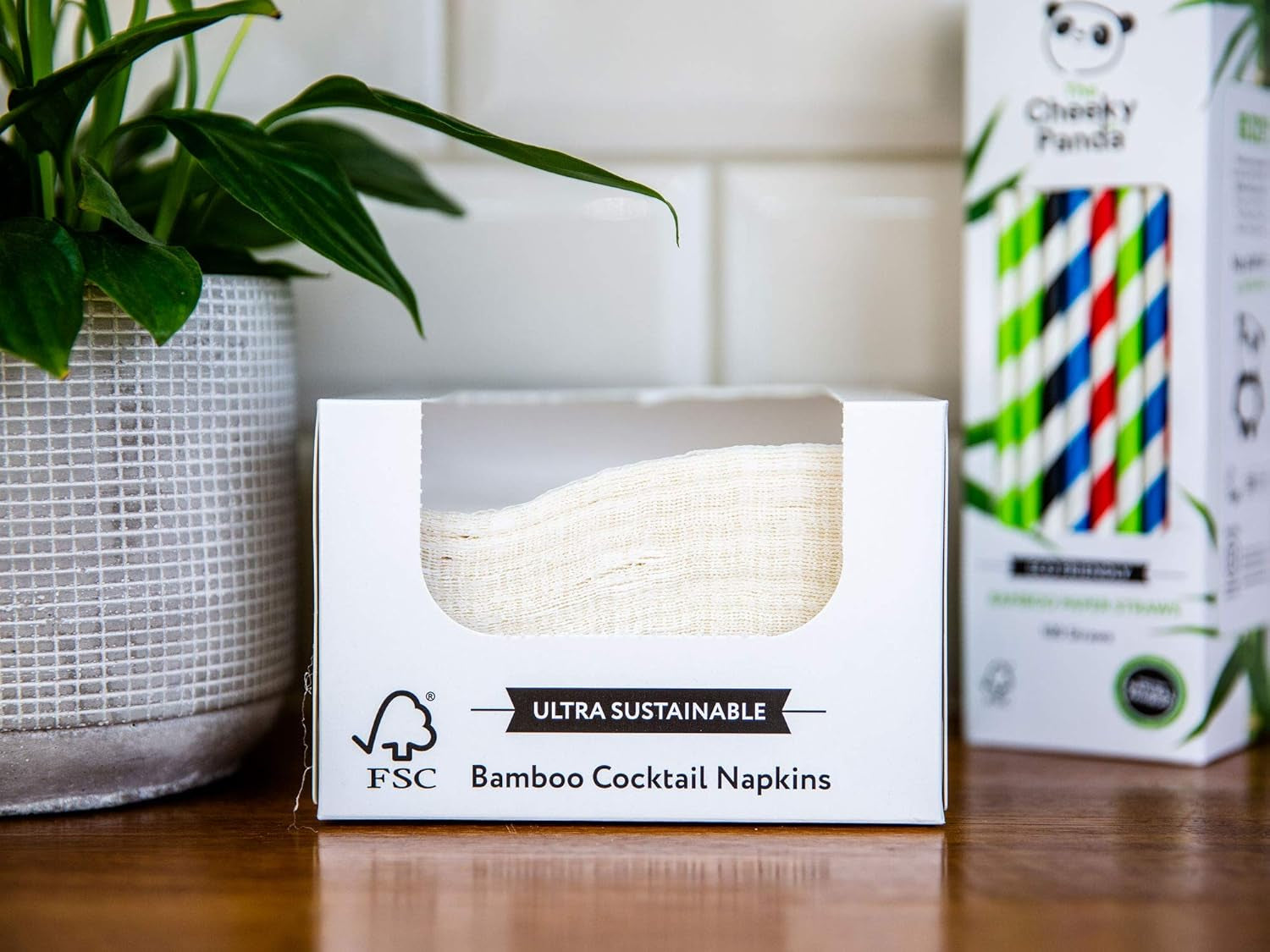 De Cheeky Panda Bamboe Cocktail Servetten | witte servetten 100 stuks papieren servetten