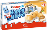 Kinder Happy Hippo Hazelnoot - Speciale knapperige wafels met melk en hazelnootcrème - Carnaval- en Mardi Gras-snoepjes - 1 pakje met 5 individuele repen van elk 20,7 g