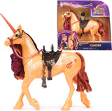 Unicorn Academy Cinder the Unicorn - 28 cm grote, originele Valentina eenhoorn uit de Netflix-serie, met echte manen en staart, afneembaar hoofdstel en zadel en borstel, voor kinderen vanaf 4 jaar