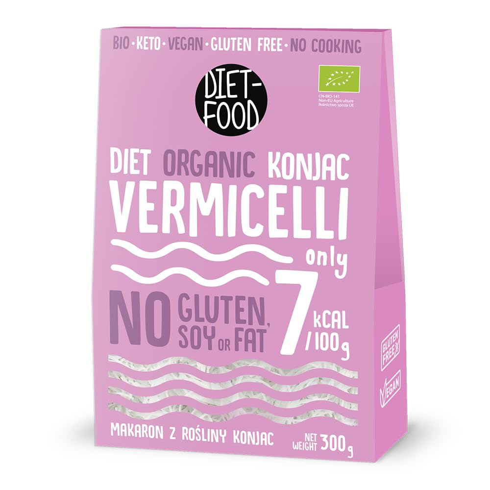 DIET-FOOD Biologische Shirataki Konjac Instant Rijst, Koolhydraatarm, Caloriearm, Veganistisch, Vetvrij, Sojavrij, Glutenvrij, Keto-vriendelijk, Afslankend, 300 Gram