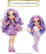 Rainbow High Junior High PJ Party Doll - Violet - 22 cm met zachte jumpsuit, pantoffels en speelaccessoires - Kinderspeelgoed - Ideaal voor 4-12 jaar