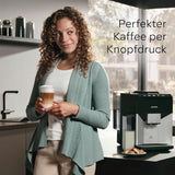 Siemens EQ500 volautomatische espressomachine TQ513D01, vele koffiespecialiteiten, melkopschuimer, geïntegreerd melkreservoir, automatische stoomreiniging, 1500 W, natuurlijk licht zilver/pianozwart