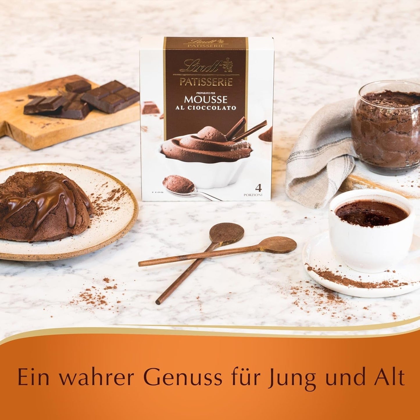 Lindt Schokolade - PATISSERIE Chocolademousse | 6 X 110G | Backmischung Für 4 Portionen Fluffige Mousse Al Cioccolato Aus Finester Schokolade | Patisserie | Backmix | Schokoladengeschenk Mix voor bakken en koken Naty Shop