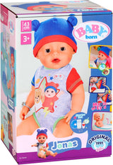 BABY Born Jonas - babypop 43 cm - 10 functies inclusief accessoires en matras - Werkt volledig zonder batterijen - Geschikt voor kinderen vanaf 3 jaar