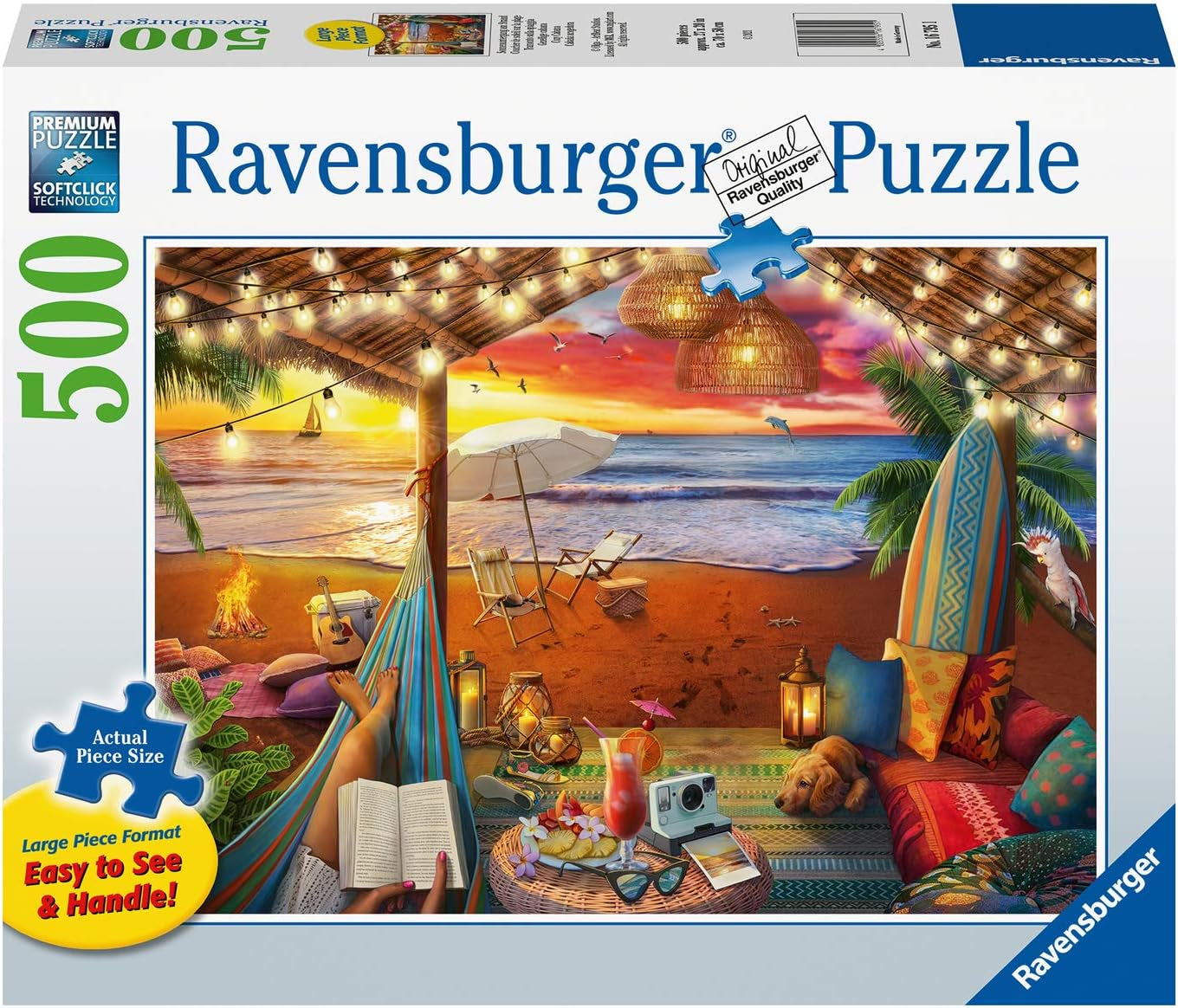Ravensburger Puzzel 16795 - Zonsondergang op het strand - Puzzel van 500 stukjes voor volwassenen en kinderen vanaf 10 jaar met grotere puzzelstukken [Exclusief op Amazon] Puzzel Naty Shop