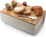 Alessi Mattina BG03 WG - Roestvrijstalen broodmand met epoxyhars en bamboehout, warmgrijs Voedselbewaardozen Naty Shop