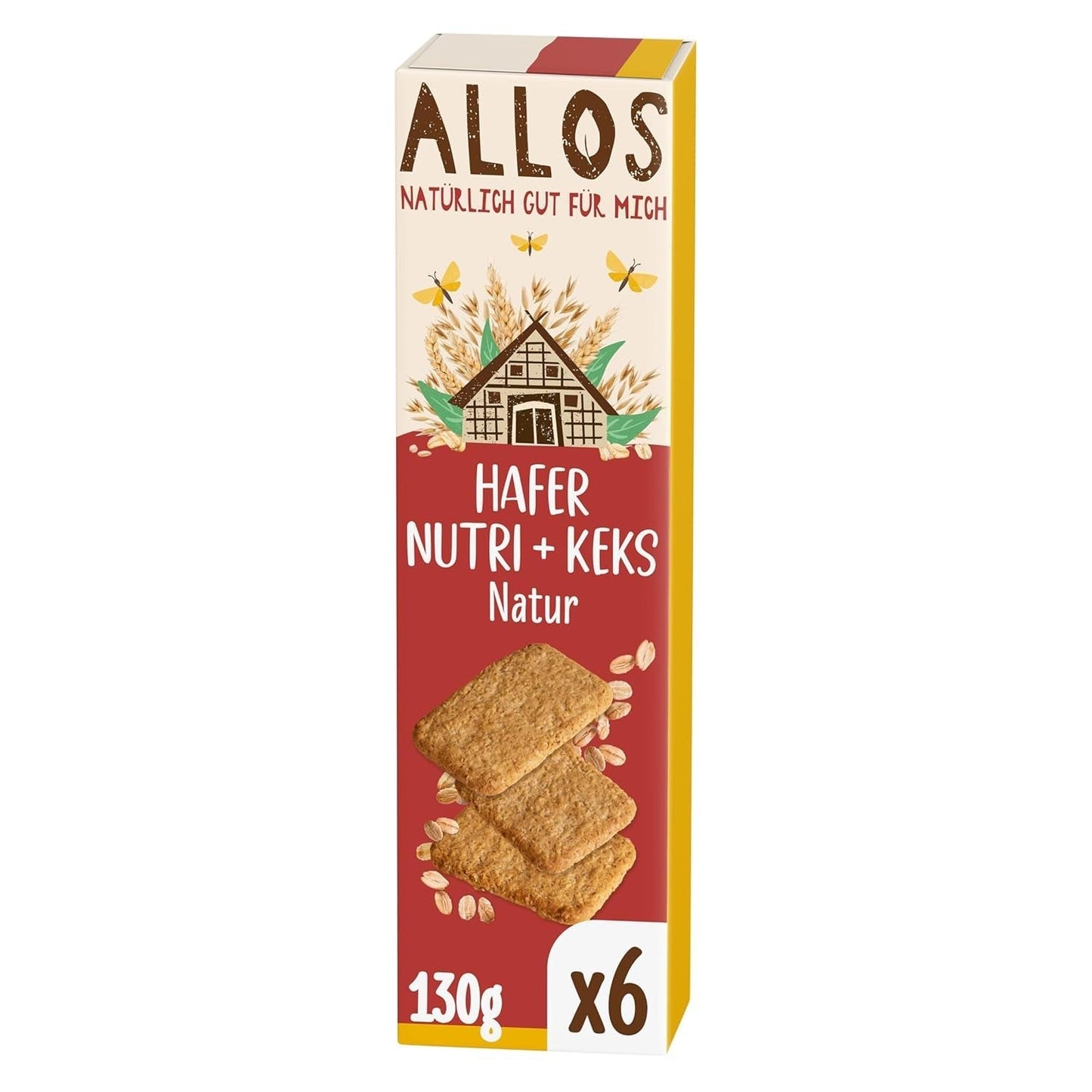 Allos Nutri Biologische Havercrackers | Krokante Volle Havercrackers | Zoeten met honing 6 x 130 g