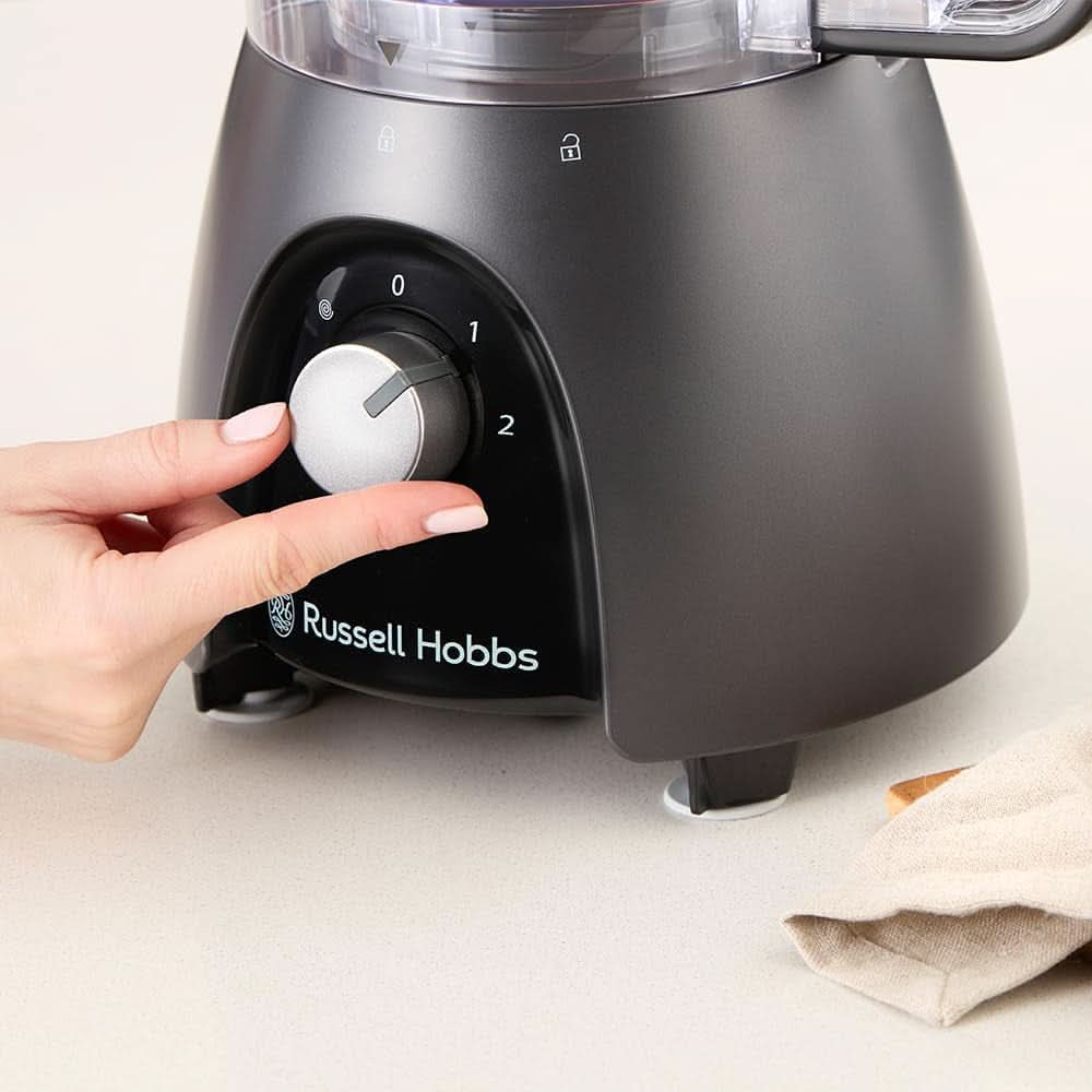 Russell Hobbs Keukenmachine [Blender/Groentenhakmolen/Tafelblender/Hakker/Blender] Keukenmachine (Kneden, Mixen en Snijden), Matte Houtskoolkeuken Naty Shop