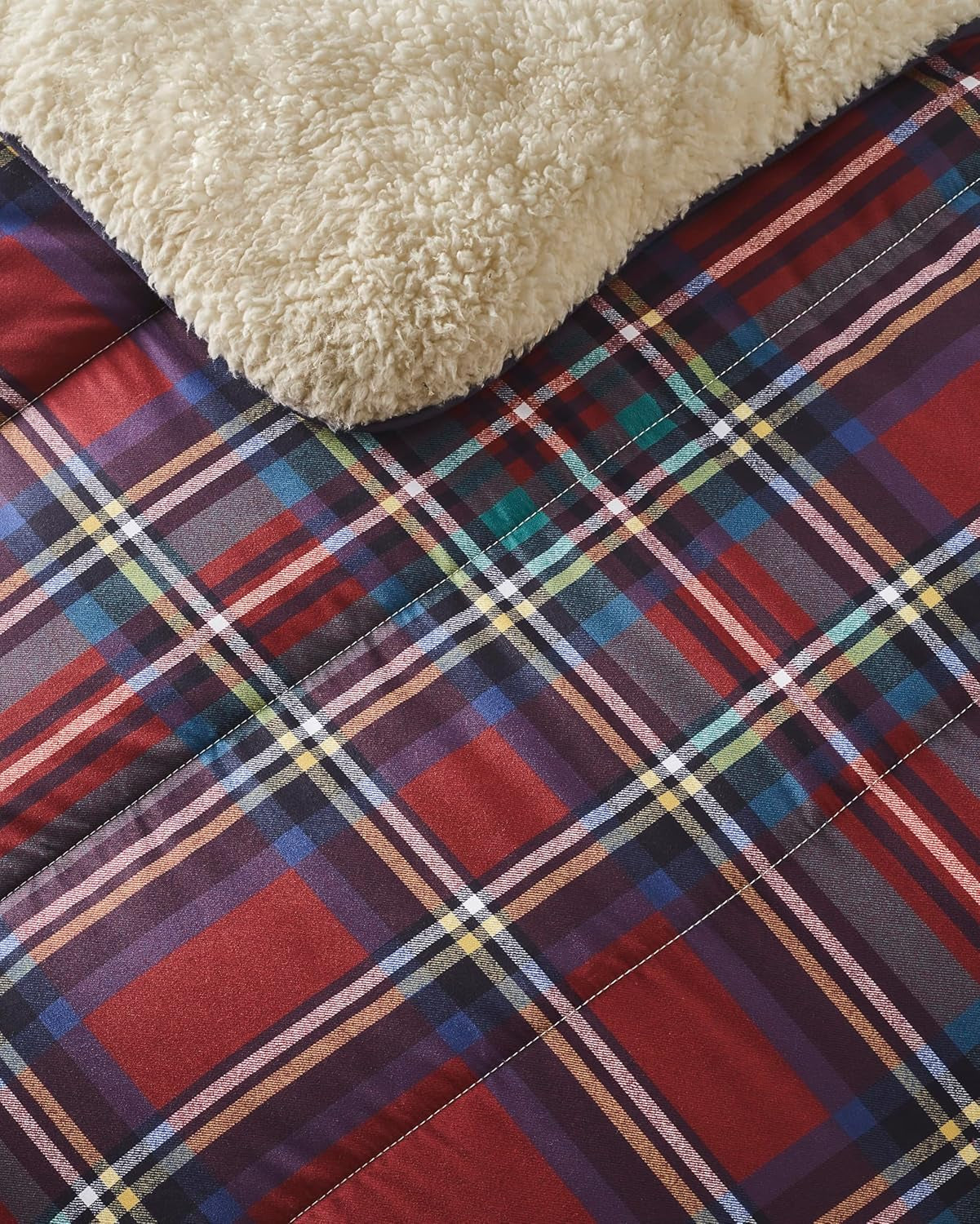 Night Lark Cozy Sherpa Fleece deken, klassieke rode tartan, 9 Tog, luxueus, pluizig, dik en omkeerbaar, perfect voor bank, bed, bank, bank. Hypoallergeen, machinewasbaar, maat: Night Lark Bedden en dekbedden