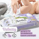 Millis Bamboo Baby Sensitive vochtige doekjes voor de gevoelige babyhuid - 5 x 60 stuks - Natuurlijke, zachte en duurzame reiniging - Biologisch afbreekbare babydoekjes, plasticvrij en alcoholvrij