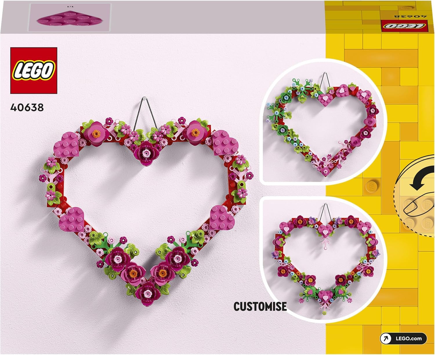 LEGO hartdecoratieset, bouwspeelgoed voor kinderen, meisjes en jongens vanaf 9 jaar, kinderkamerdecoratie of wandaccessoires, cadeau-idee voor Valentijnsdag, Moederdag of verjaardag 40638 Bouwsets Beuche den LEGO-Store