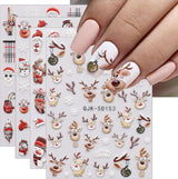 JMEOWIO 3D Nagelsticker Weihnachten Nail Art Sticker Selbstklebend Nagelaufkleber 5D Stereoskopisch Schneeflocke Xmas Winterurlaub Niedlich Decoratie Nageldesign Zubehör 4 Blatt