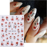 JMEOWIO 3D Nagelsticker Blumen Nail Art Sticker Selbstklebend Nagelaufkleber 5D Stereoskopisch Frühling Zomer Decoratie Nageldesign Zubehör 4 Blatt