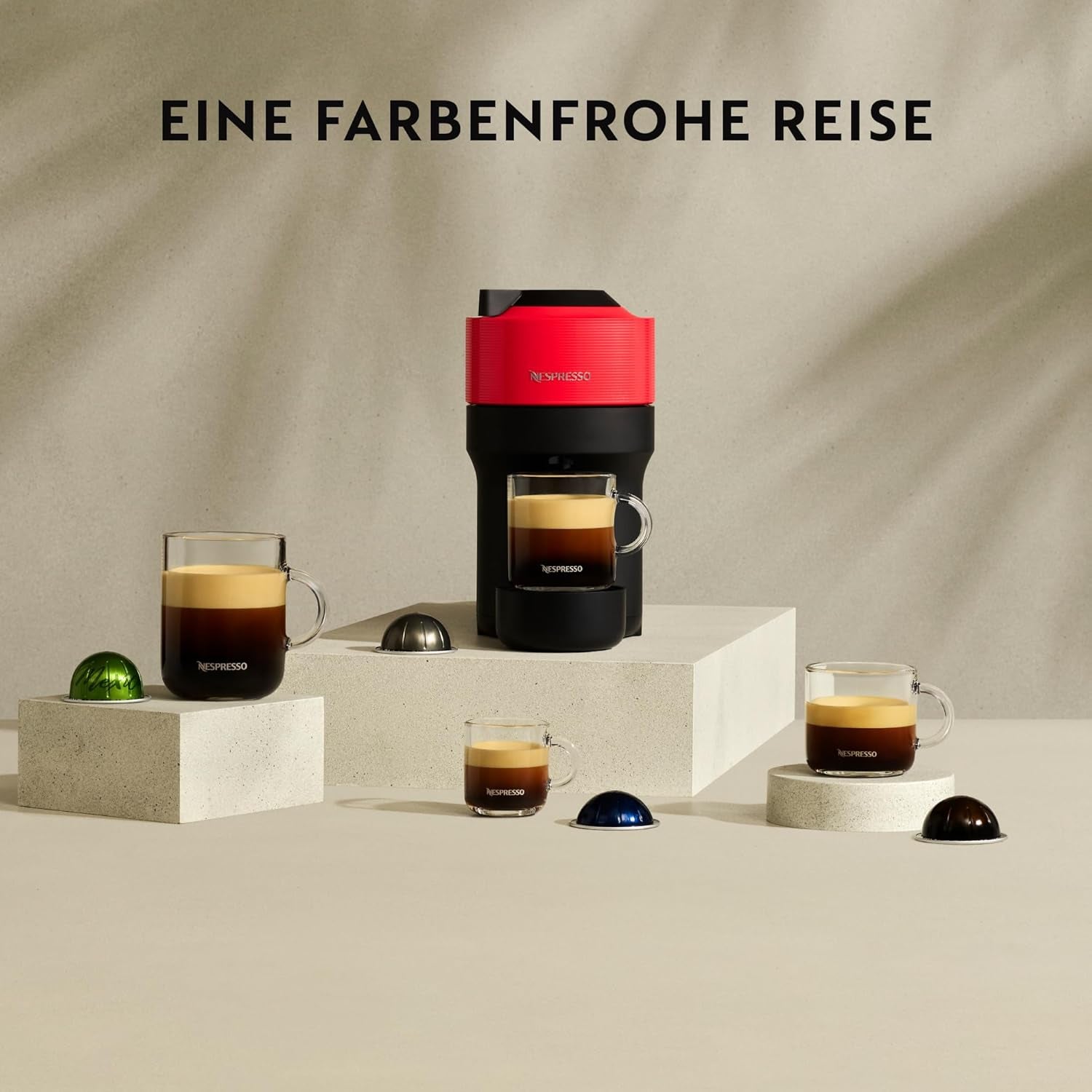 Espressomachine met Nespresso Krups Vertuo Pop capsules, inhoud: 560 ml, automatische capsuleherkenning, one-touch systeem, 4 kopgroottes, verkorte opwarmtijd, duurzaam, Aqua Mint, XN9204