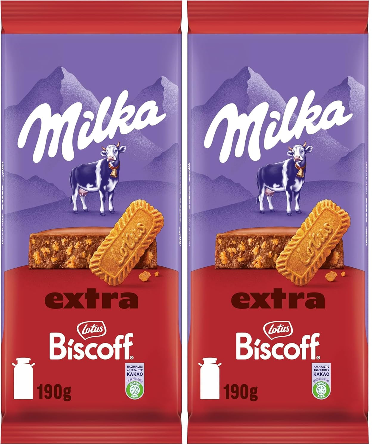 Milka Extra Biscoff Chocolate – Alpenmelkchocolade met knapperige stukjes Lotus Biscoff – 190g