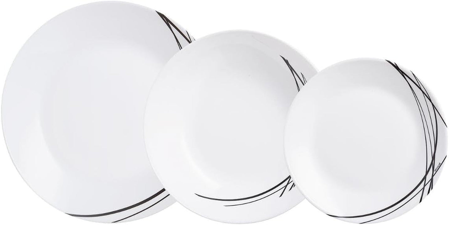 Extra sterke serviesset van opaalglas voor 6 personen, BPA-vrij, 18-delig