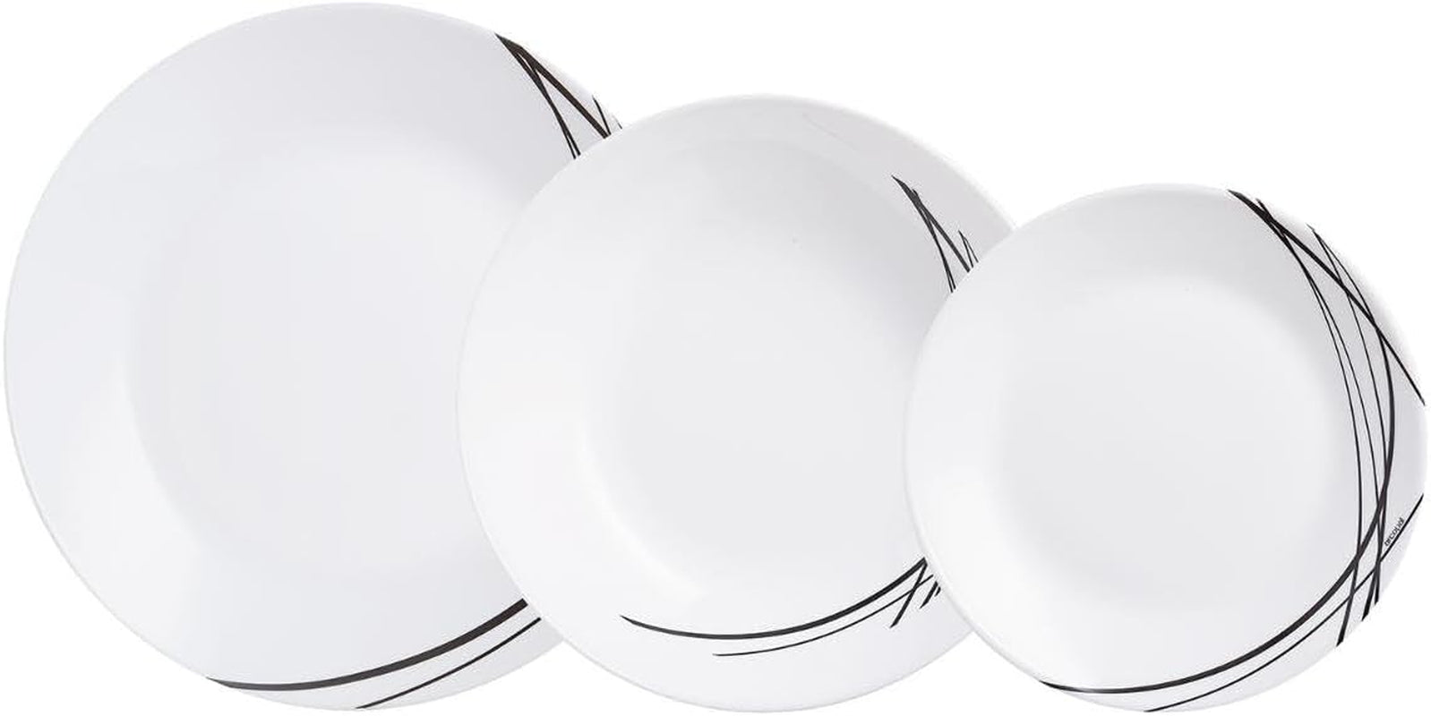 Extra sterke serviesset van opaalglas voor 6 personen, BPA-vrij, 18-delig