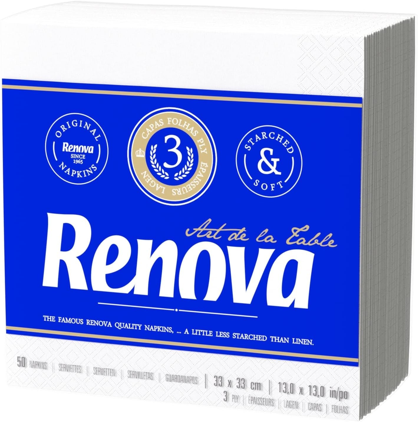 Renova papieren servetten, tafelkunst, 50 premium servetten, 3-laags