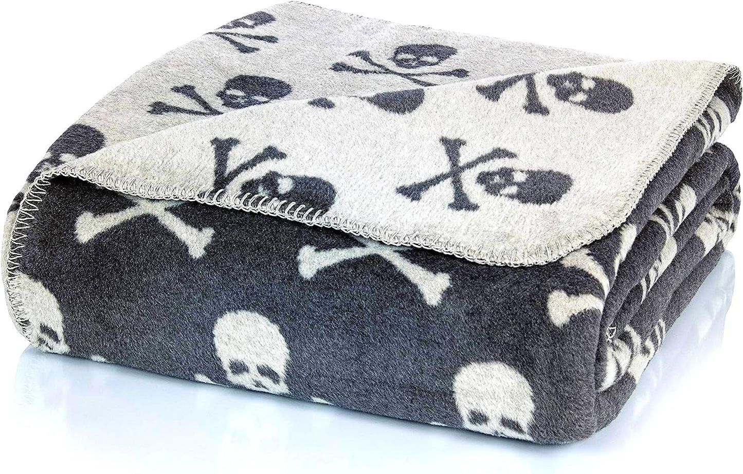 Glart knuffeldeken Grey Skulls XL 150X200 Cm, zachte en warme wollen deken Extra Fluffy als bankdeken bankdeken, comfortabele deken voor in de woonkamer, pluche voor op de bank Gooi Bedden en Dekens Glart Standaard titel