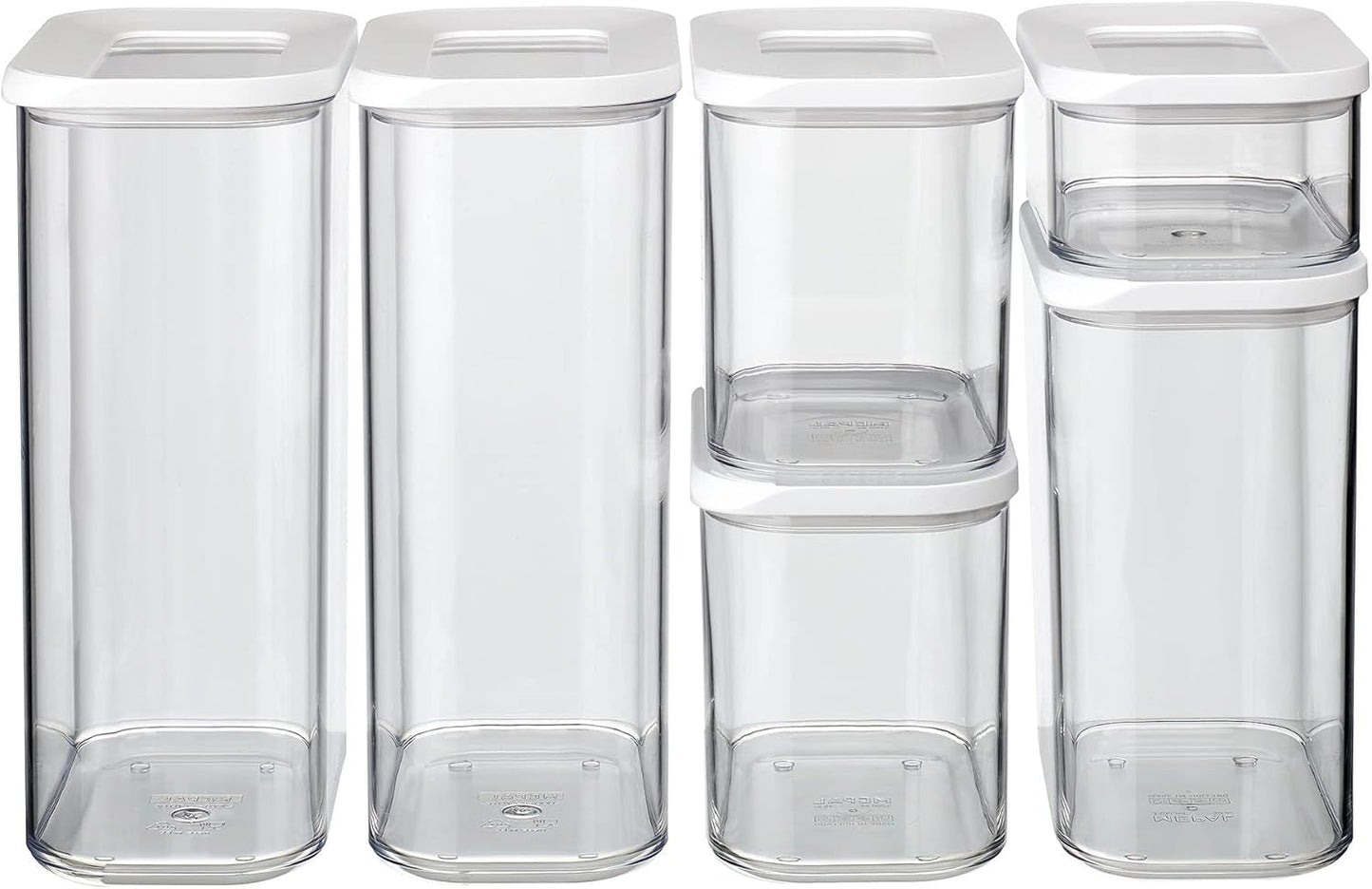 Mepal Set van 6 Voorraadpotten met Deksels - Rechthoekige Voedselcontainers - Plastic Keukenorganizer - Luchtdichte Bewaarcontainers - 2x 2000ml, 2x 1000ml, 1x 1500ml & 1x 425ml - Witte Voedselbewaardozen Naty Shop