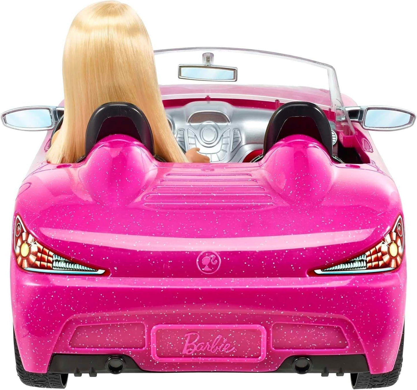 Barbie-pop en roze glitter-cabriolet, realistisch bandenlogo, speelgoed van 3 jaar oud, DJR55 Naty Shop-poppen