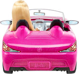 Barbie-pop en roze glitter-cabriolet, realistisch bandenlogo, speelgoed van 3 jaar oud, DJR55 Naty Shop-poppen