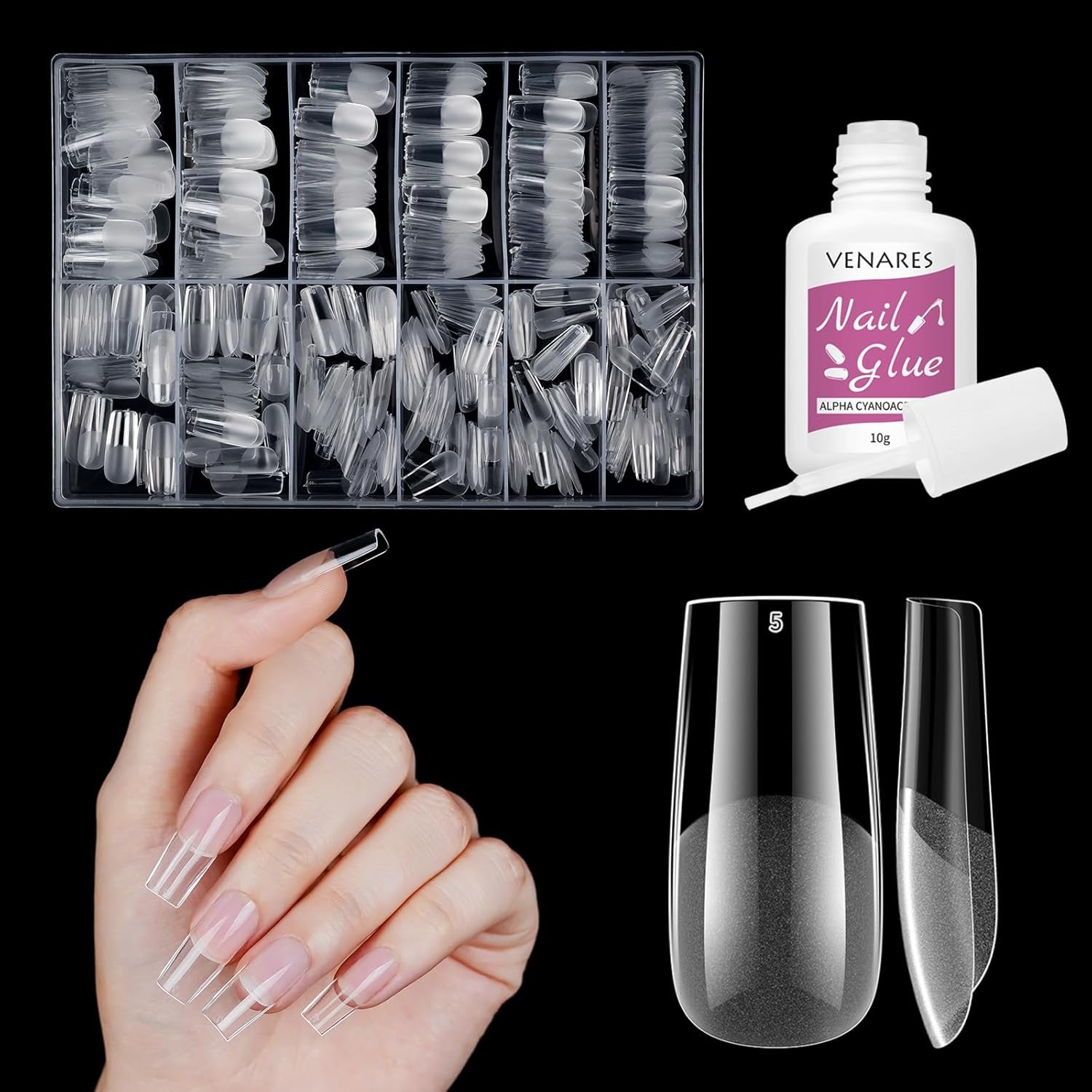 Korte Kunstnagels Ballerina 500 stuks Lijm op 12 Maten Kunstnagels Korte Zachte Gel Volledige Dekking Nageltips Voor Gelnagels Korte S