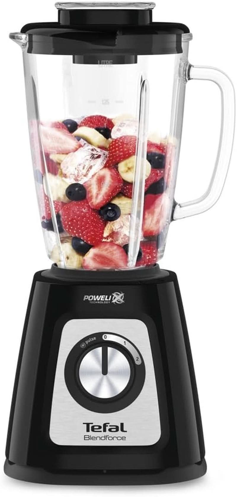 Tefal BL435831 BL4358 Keukenmixer, Glas, 1,75 Liter, Schwarz Kitchen Naty Shop