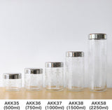 Alessi AKK37 GIROTONDO Glazen keukenpot met opdruk en verzegelde roestvrijstalen deksel, L 21,6 cm, H 10,5 cm Voedselbewaardozen Naty Shop