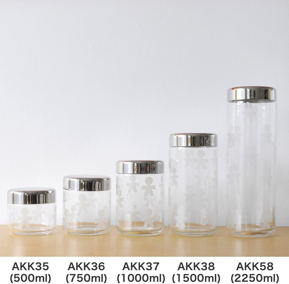 Alessi AKK37 GIROTONDO Glazen keukenpot met opdruk en verzegelde roestvrijstalen deksel, L 21,6 cm, H 10,5 cm Voedselbewaardozen Naty Shop