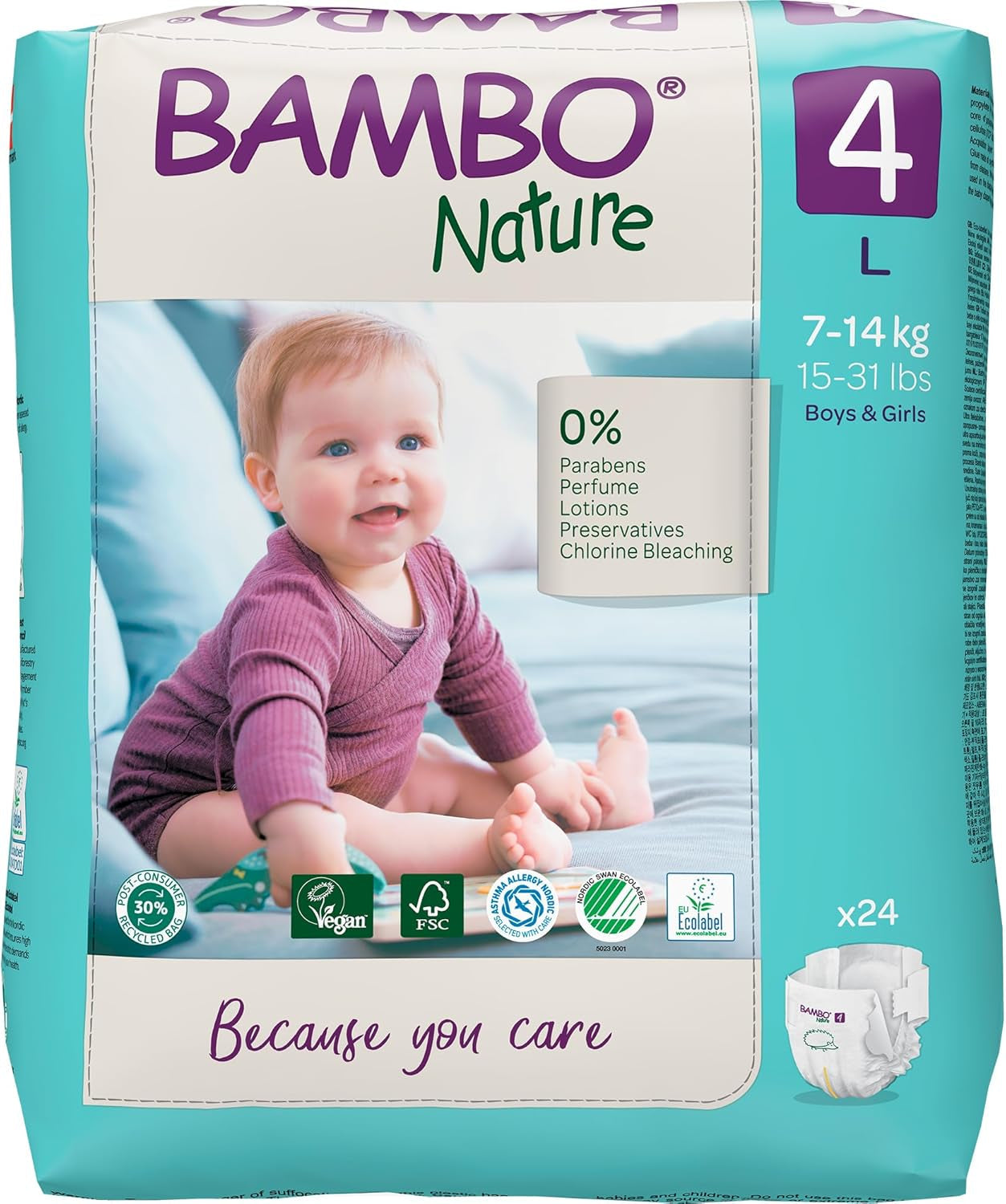 Bambo Nature babyluiers, maat 4 (7-14 kg) - 48 stuks. Premium luiers met verbeterde lekbescherming | Ultiem comfort en vrijheid voor actieve kinderen | Dermatologisch geteste luiers