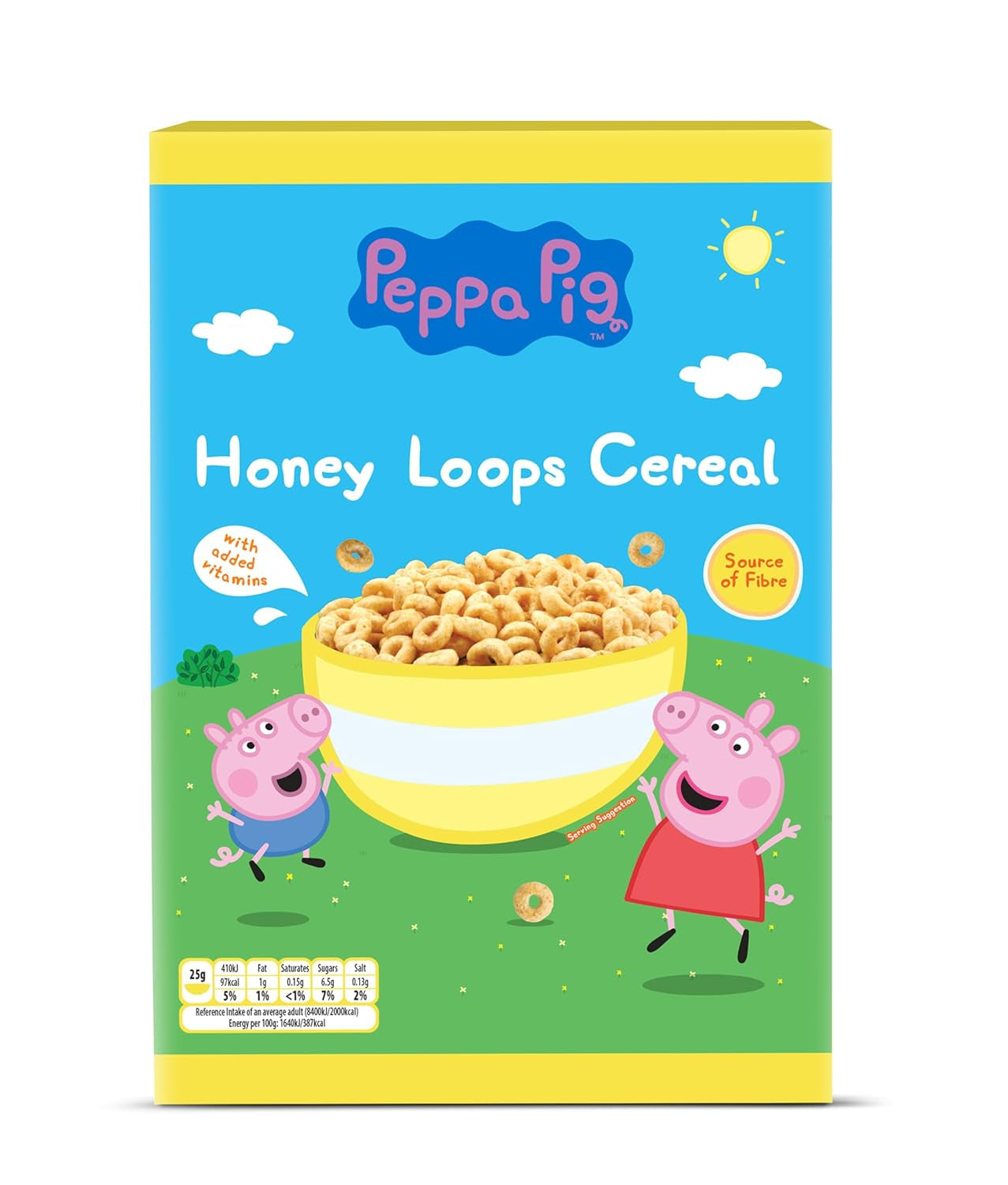 Hot Wheels Honey Loops Krokant volkoren ontbijtgranen met toegevoegde vitaminen, 1 pak (1 x 375 g)
