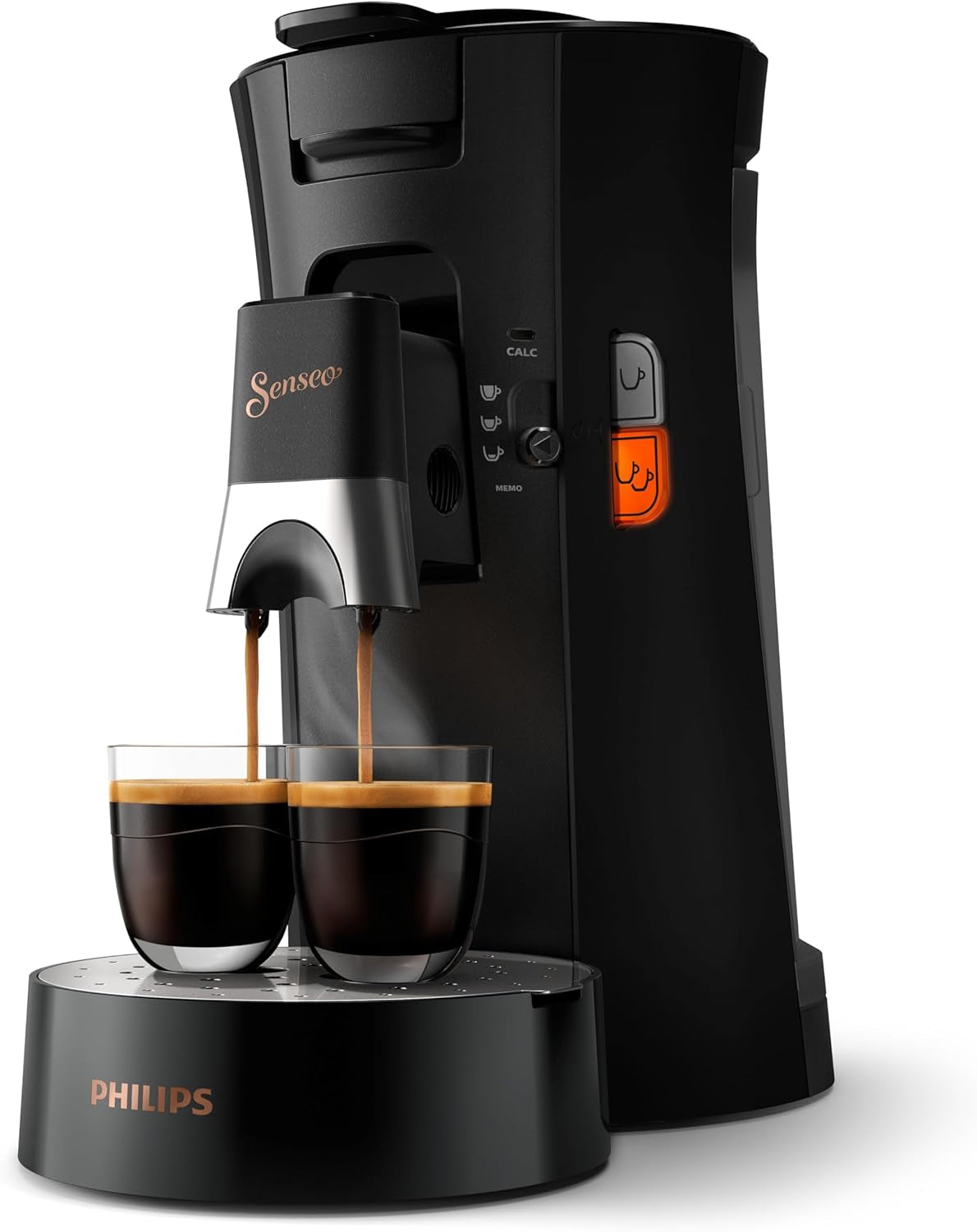 PHILIPS Senseo Select capsule-espressomachine met selectie van koffieintensiteit en geheugenfunctie, gemaakt van gerecycled plastic, kleur: zwart (CSA240/60)