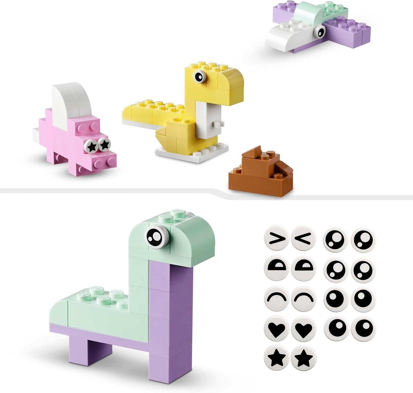 LEGO 11028 Klassieke pastelkleurige creatieve bouwset stenen doos, constructiespeelgoed voor meisjes en jongens vanaf 5 jaar met modellen; ijsje, dinosaurus, kat en meer Bouwsets Besuche den LEGO-Store