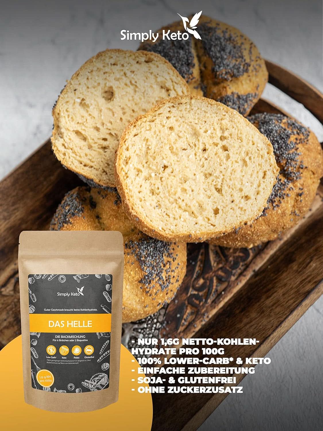 Simply Keto The Light Lower Carb* Brood, Mix voor glutenvrij brood, 260 gram Kitchen Naty Shop