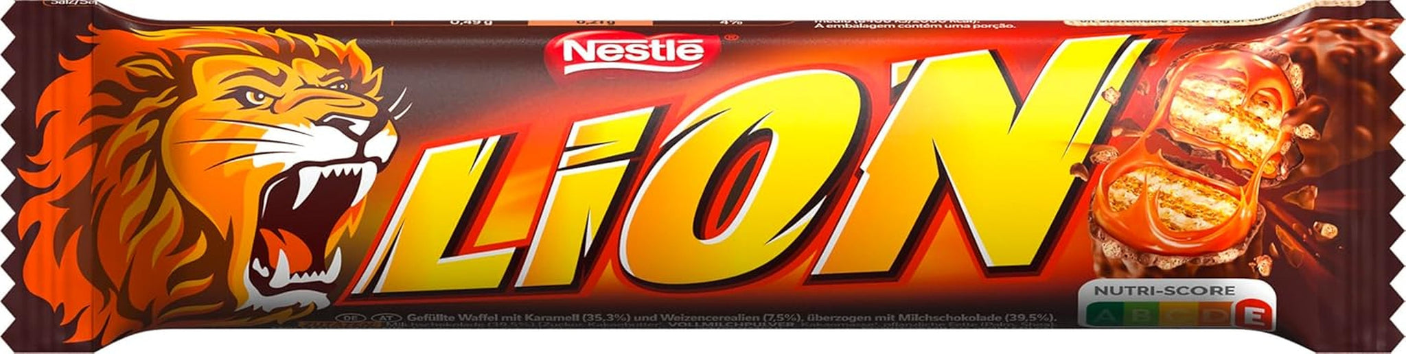 NESTLÉ LION Choco, knapperige chocoladereep met karamelvulling en knapperige wafel, verpakking van 24 (24 x 42 g)