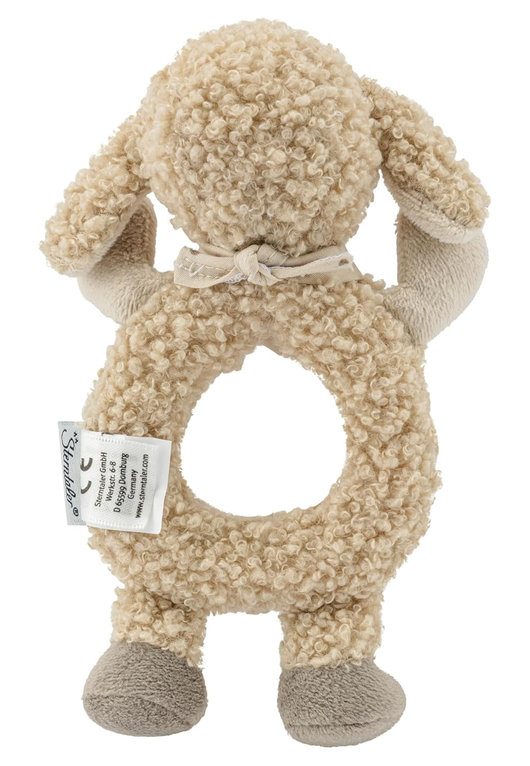 Flocke Sheep Sterntaler Catch Toy - motorisch speelgoed voor rammelen, aanraken en spelen - knuffel voor baby's en kinderen met ratelspeler als trouwe vriend - babyspeelgoed van zachte, zandkleurige stof Baby Toys Naty Shop