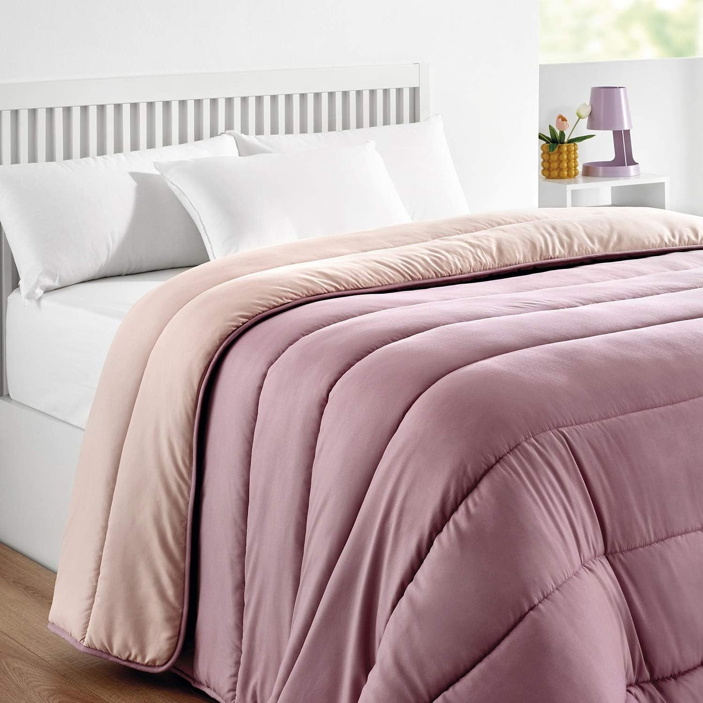 Pikolin Home - Omkeerbaar dekbed 300 G - Tweekleurige Scandinavische vulling - Voor bed 90 - comfortabel, warm, ademend, groen, 150 X 220 cm Dekbedden en dekbedden Naty Shop