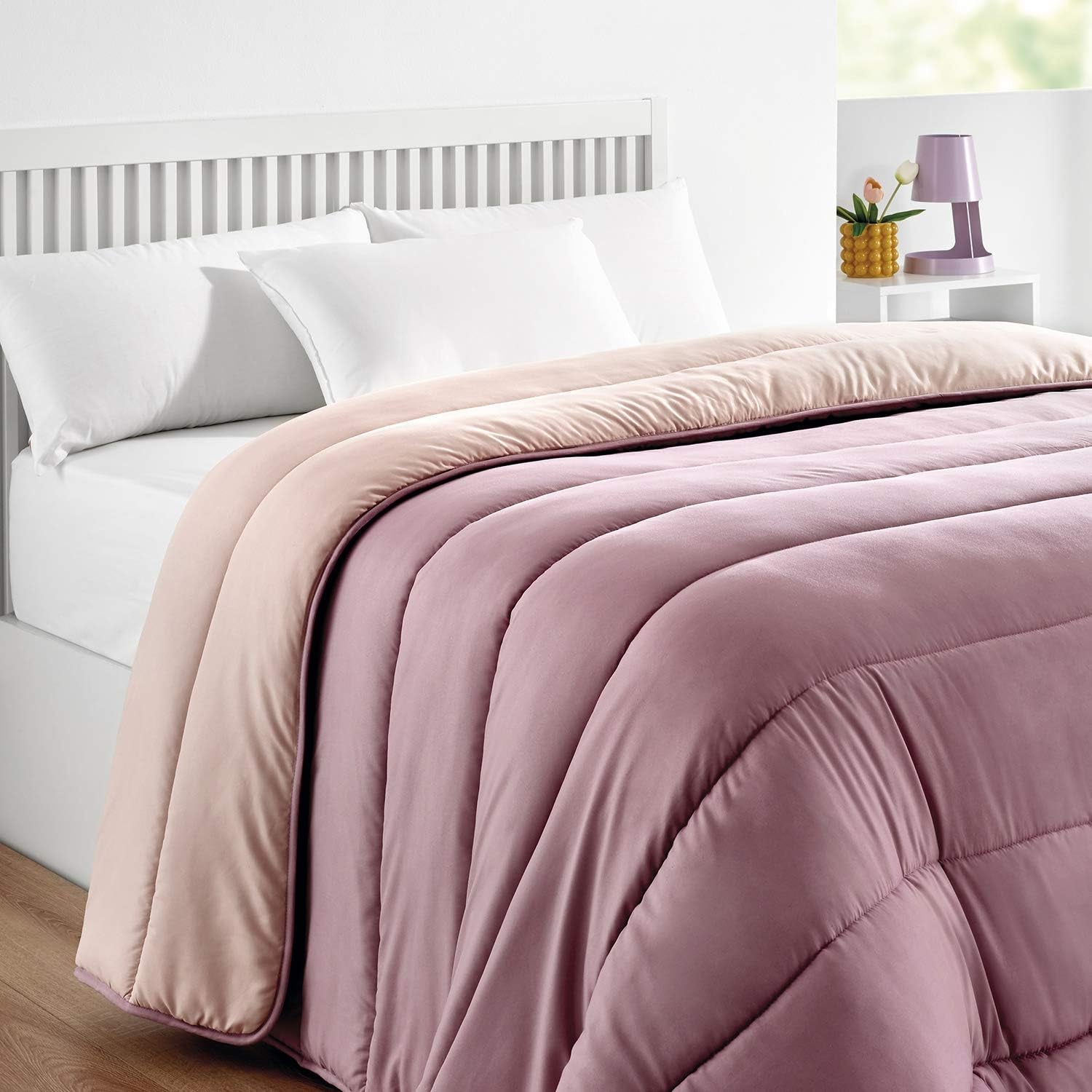 Pikolin Home - Omkeerbaar dekbed 300 G - Tweekleurige Scandinavische vulling - Voor bed 90 - comfortabel, warm, ademend, groen, 150 X 220 cm Dekbedden en dekbedden Naty Shop