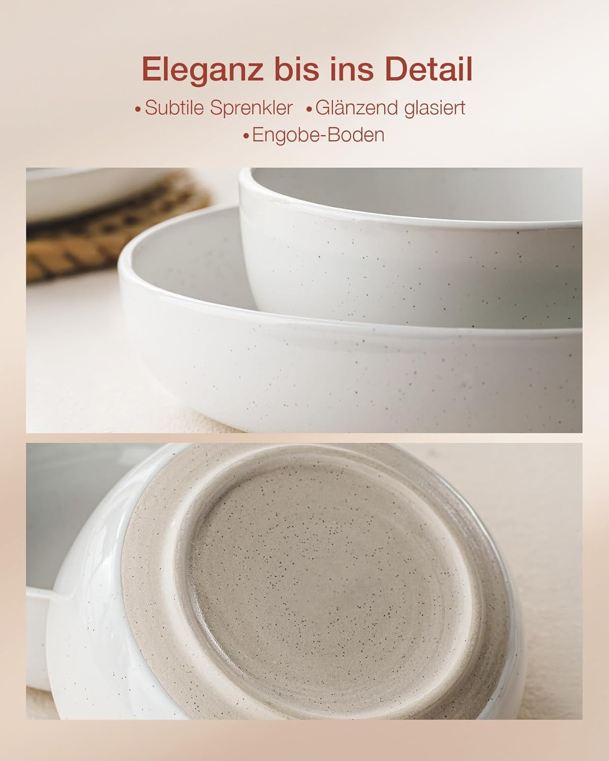 Milkyway serviesset, 18-delige serviesset, 6-persoons steengoed dinerborden, dessertborden, ontbijtgranenschalen, magnetron- en vaatwasserbestendig, wit