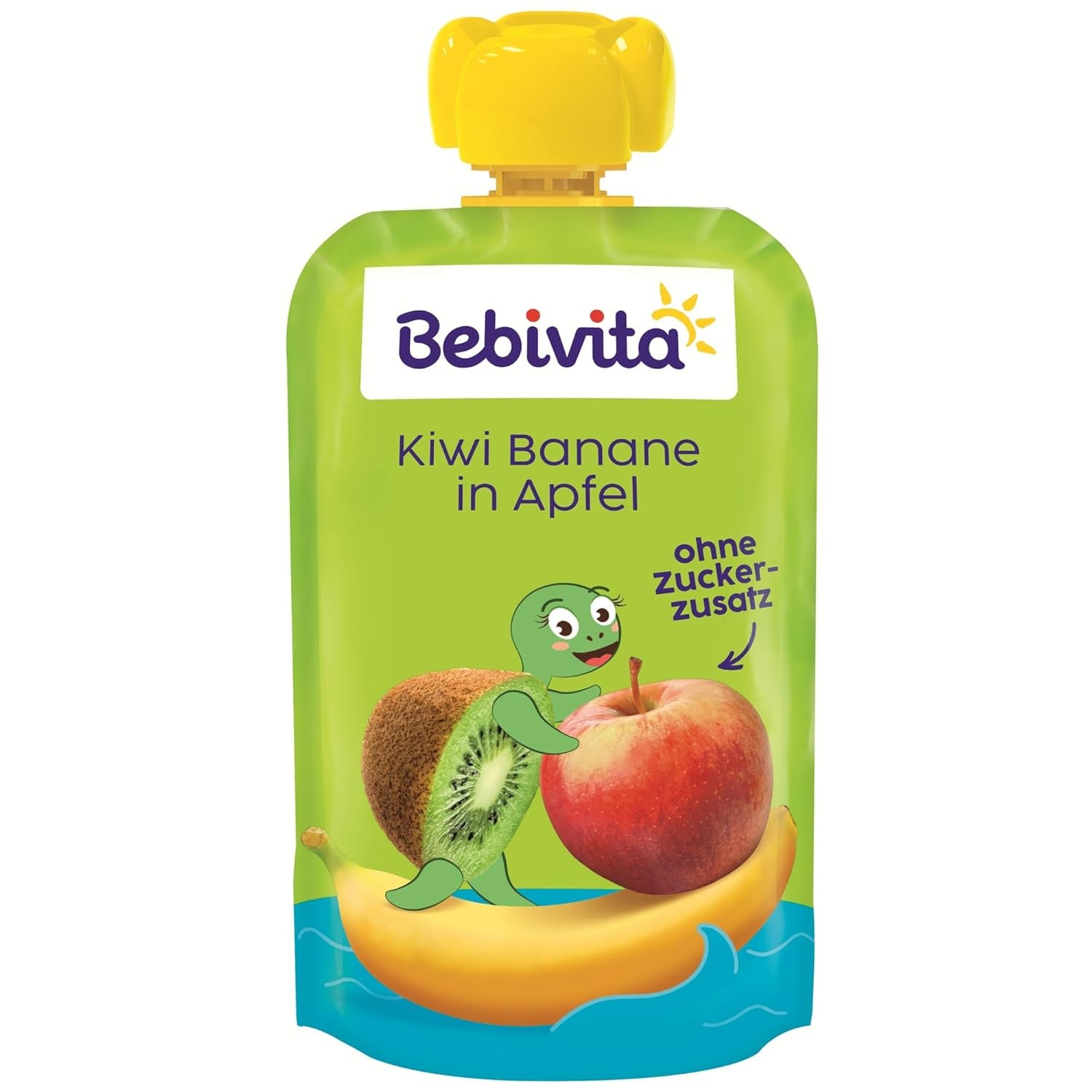 Kiwi Bananen in Appel Quetschie (6 x 120g), ohne Zuckerzusatz, glutenvrij, ideaal voor tussendoortjes en zelfbedieningssnacks