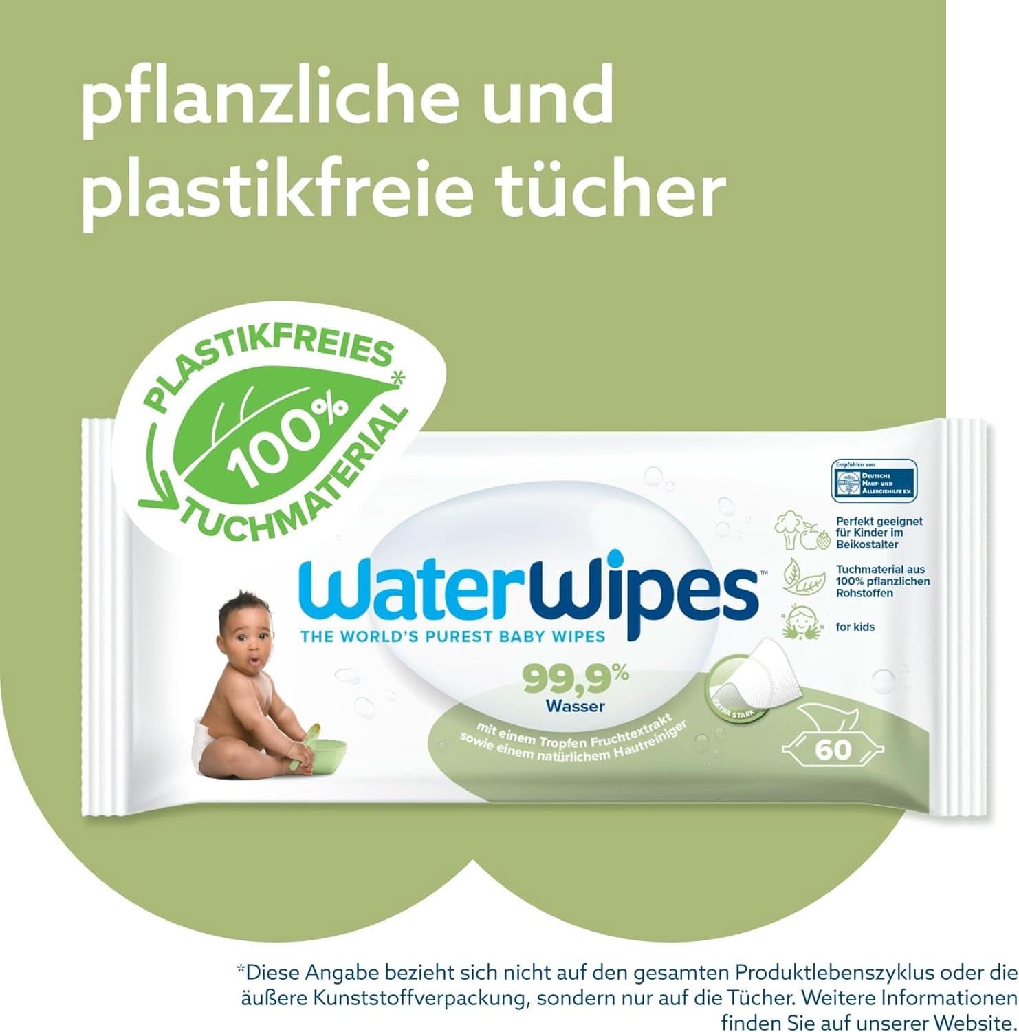 Waterdoekjes Plastikvrij, Texturierte Reinigungstücher Für Kleinkinder & Babies, 240 Stück (4 Packungen), 99,9 % Wasserbasierte Reinigungstücher, Unperfümiert Für Empfindliche Haut Naty Shop