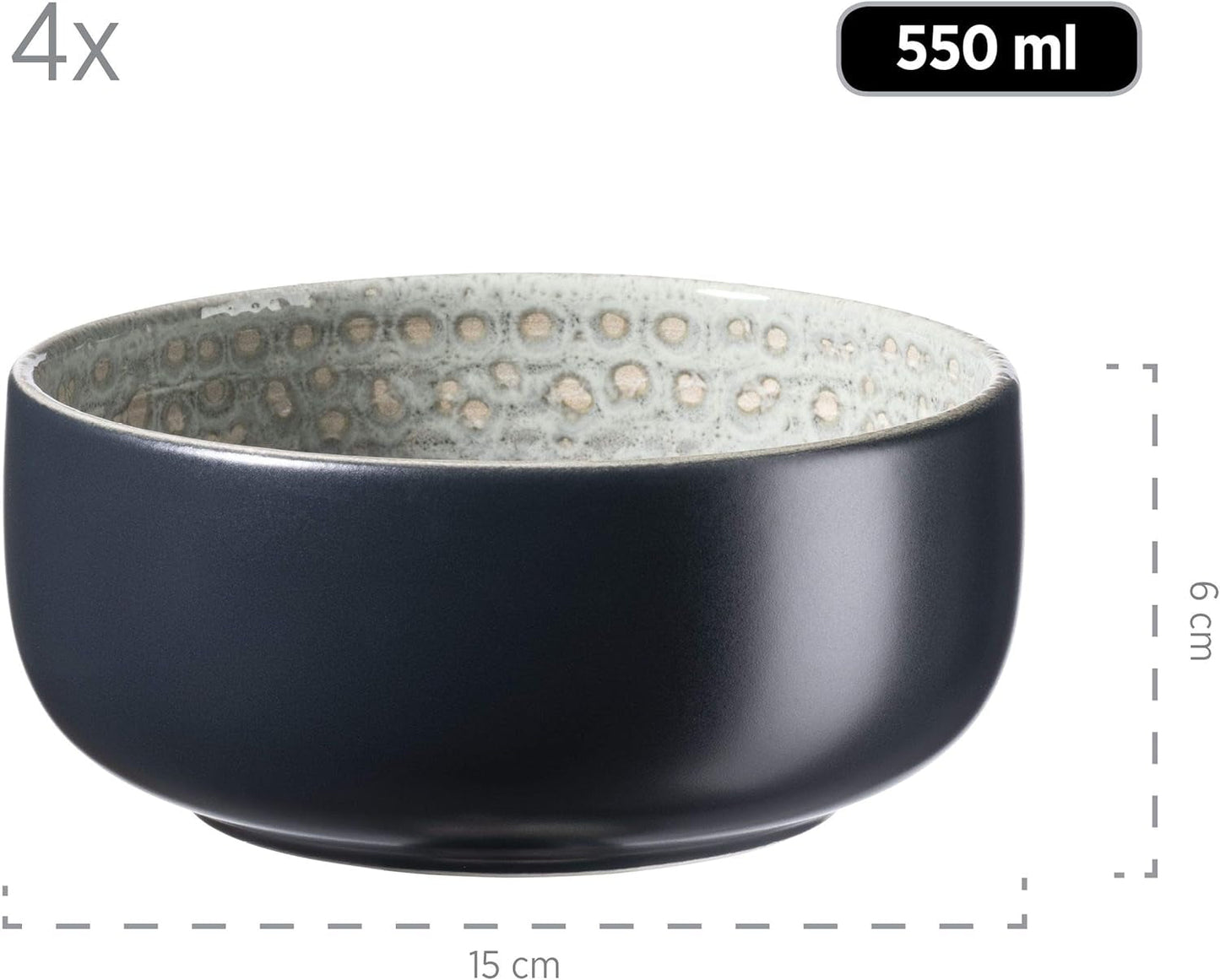 MÄSER 931744 Spicy Market-serie, handgeschilderde serviesset voor 4 personen in vintage mediterraan design, 16-delige keramische combinatieset, groen, steengoed