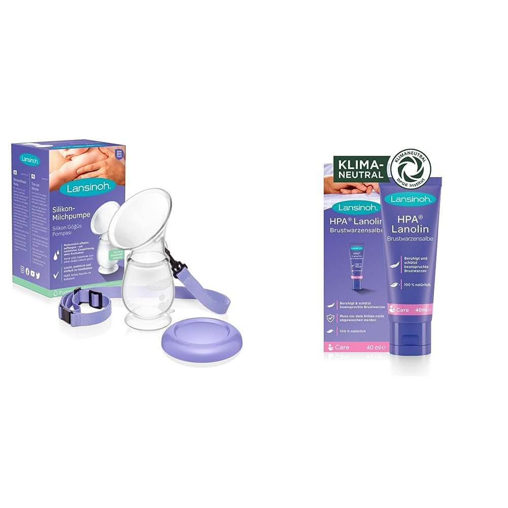 Lansinoh Silikon Milchpumpe & Muttermilchauffänger - Angenehmes & Extrem Weiches Silikon - Rettet Jeden Tropfen Muttermilch - Alternative Zu Milchauffangschalen, 1 Stück (1Er Pack) Accessoires Voeding en borstvoeding Bebe Naty Shop Bundle Mit Brustwarzensalbe Silikon-Milchpumpe Muttermilchauffänger