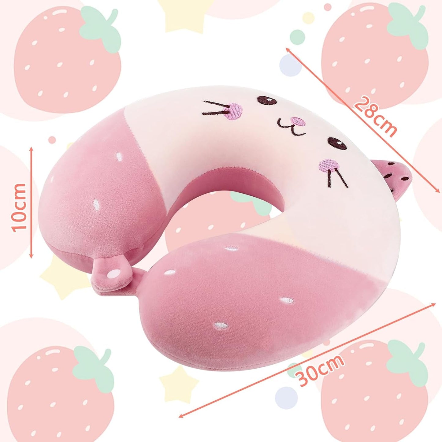 Litimkat Nekkussen voor kinderen Draagbaar nekkussenï¼ŒReiskussenï¼Œ U-vorm Memory Foam Kussen Reizen Vliegtuig Auto Trein Kantoor Thuis Schattig Dierenpatroon Kussensloop Afneembaar (roze) Cervicale orthopedische kussens Naty Shop