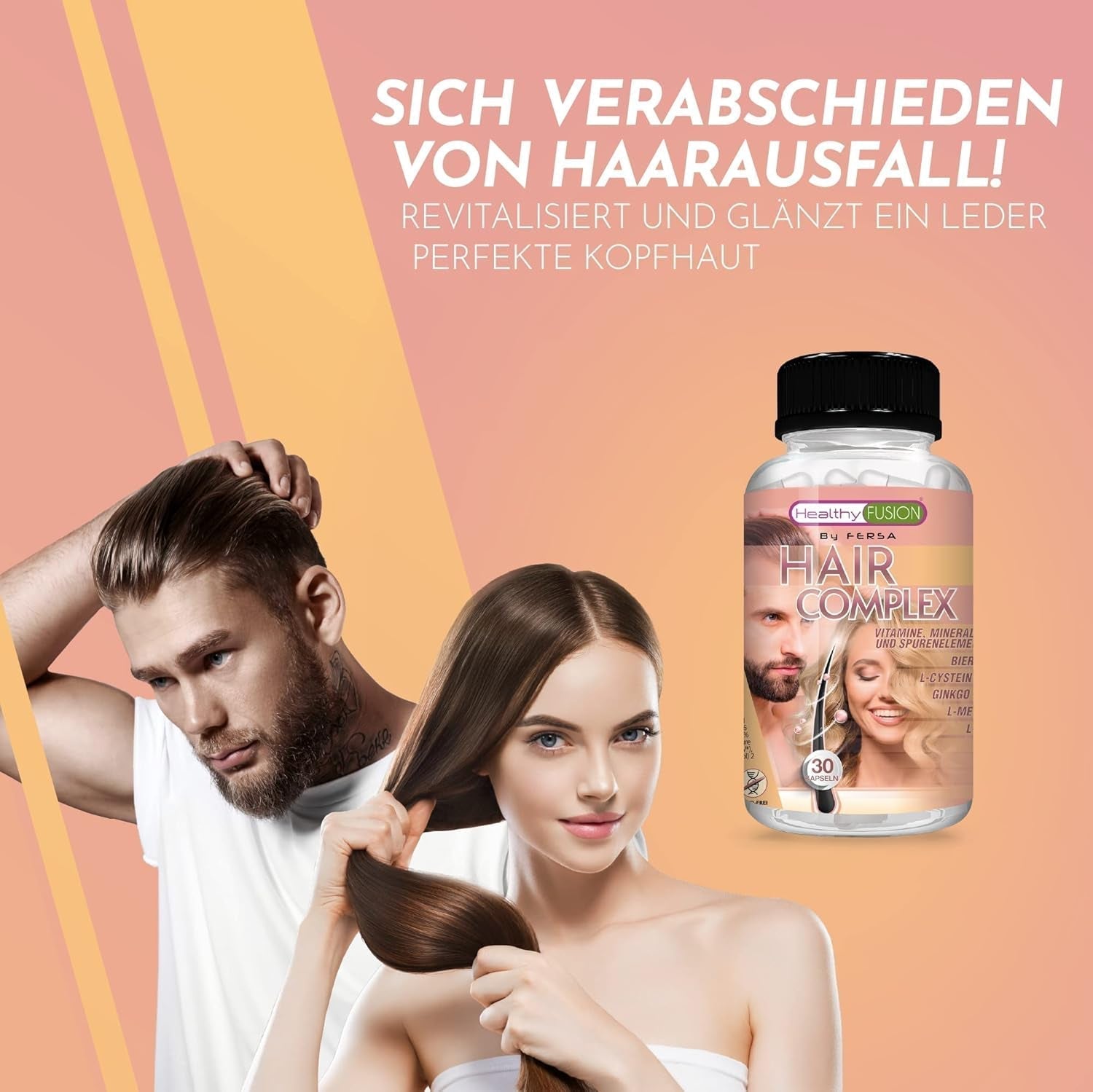 Healthy Fusion Haircomplex, effectief tegen haaruitval, 30 capsules Haarverzorging Naty Shop