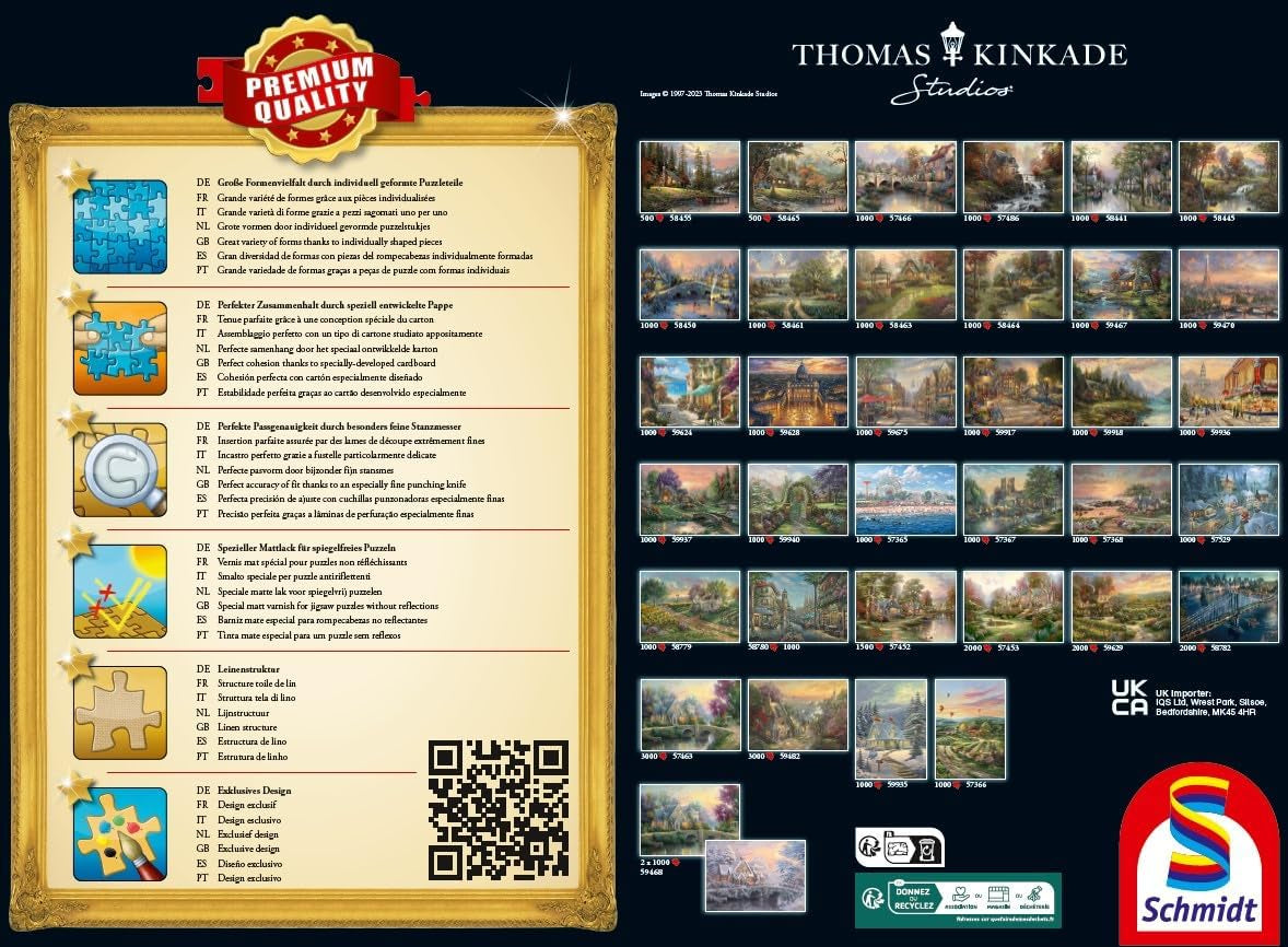 Schmidt Spiele 58785 Thomas Kinkade, New England Harbor, puzzel 1000 stukjes, gekleurde puzzel Naty Shop