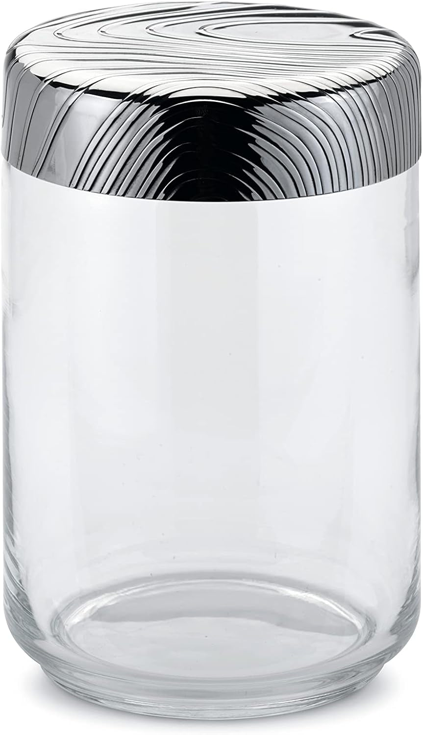Alessi Fineer PU05/100 - Hermetische Design Keukenpot Glazen Pot met 18/10 Roestvrij Stalen Deksel Reliëf Decoratie Voedsel Opbergdozen Naty Shop Veelkleurig One Size Fits All