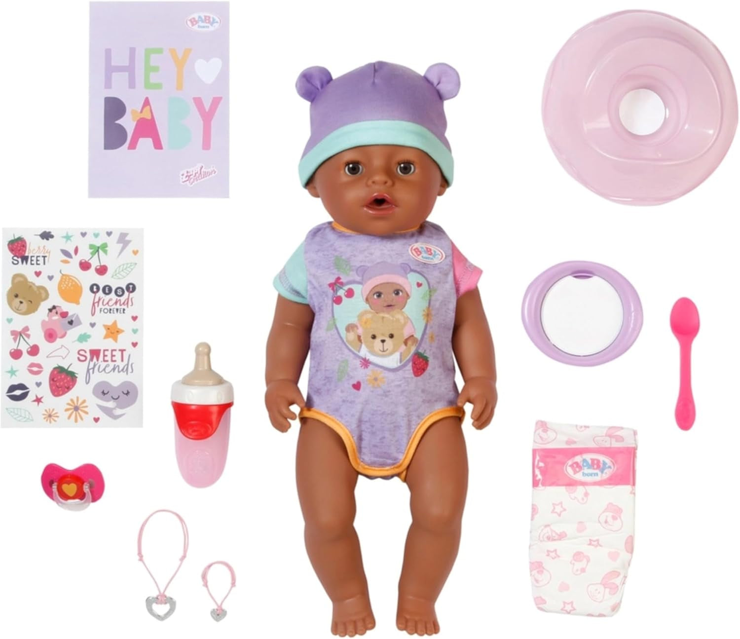BABY Born Eva - babypop 43 cm - 10 functies inclusief accessoires en matras - Werkt volledig zonder batterijen - Geschikt voor kinderen vanaf 3 jaar